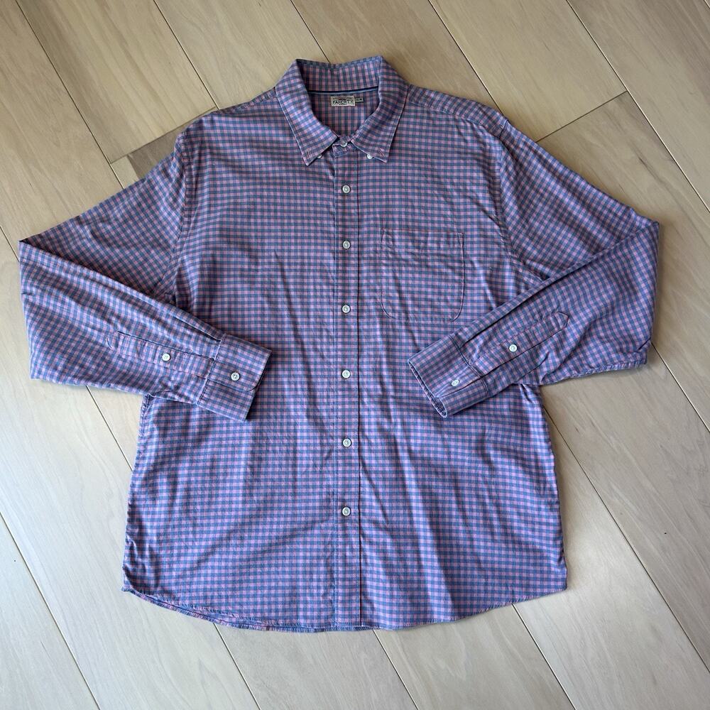Faherty The Movement Button Up Gingham Shirt Long Sleeve Men’s XL